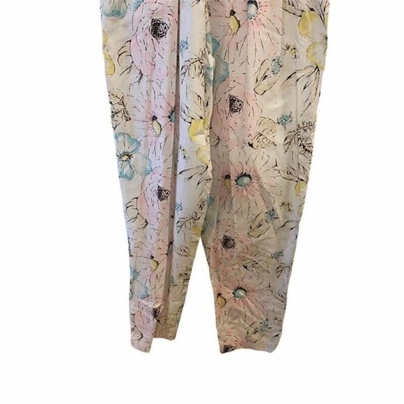 Diane Von Furstenberg Womens Jumpsuit White Floral Pockets Cotton Vintage 10 - Picture 2 of 9